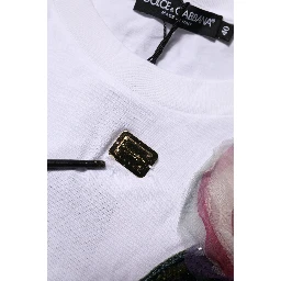 White Floral Lace DG Detailing Cropped T-shirt