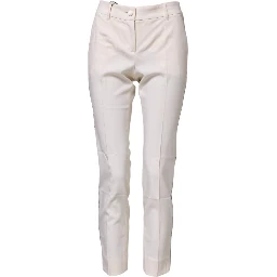 White Wool Tapered High Waist Pants