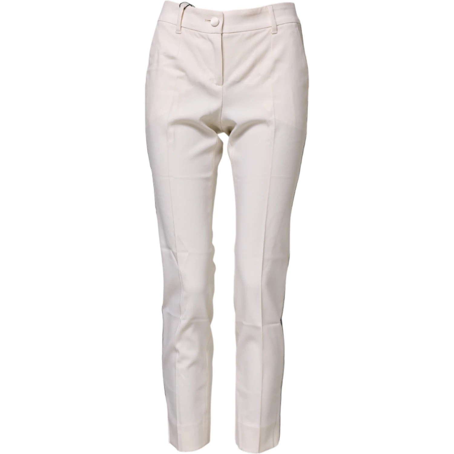 White Wool Tapered High Waist Pants