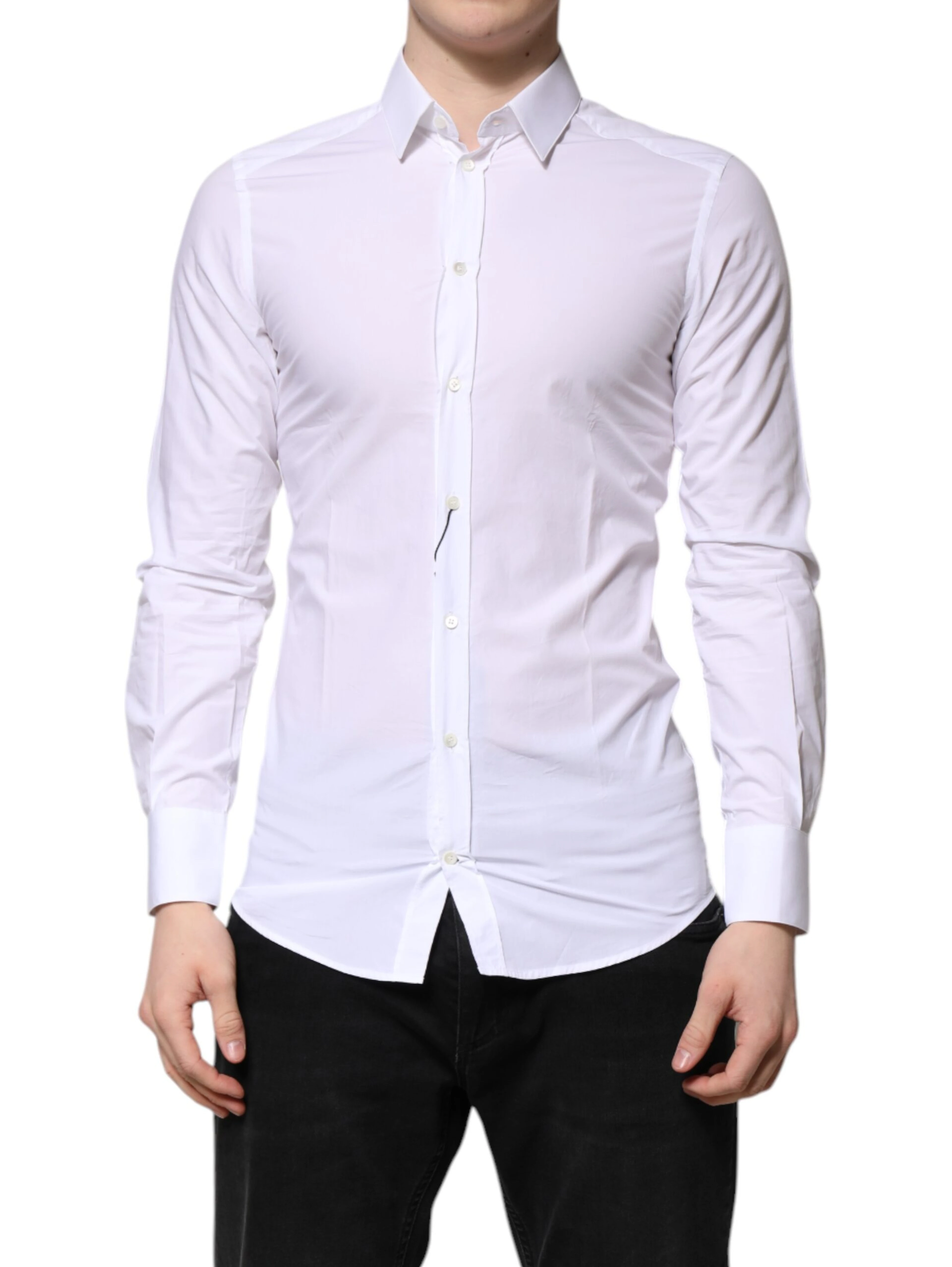 White Cotton GOLD Long Sleeves Formal Shirt