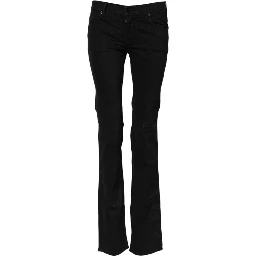 Black Cotton Stretch Flared Bootcut Denim Jeans