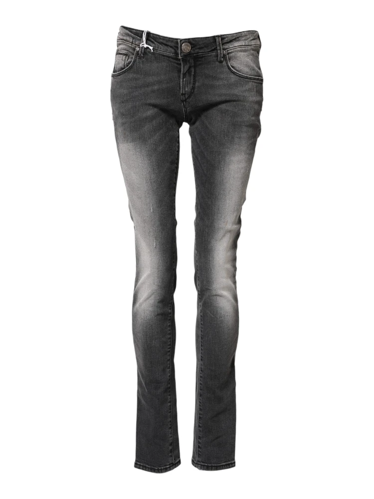 Dark Gray Cotton Slim Fit Denim Low Waist Denim Jeans