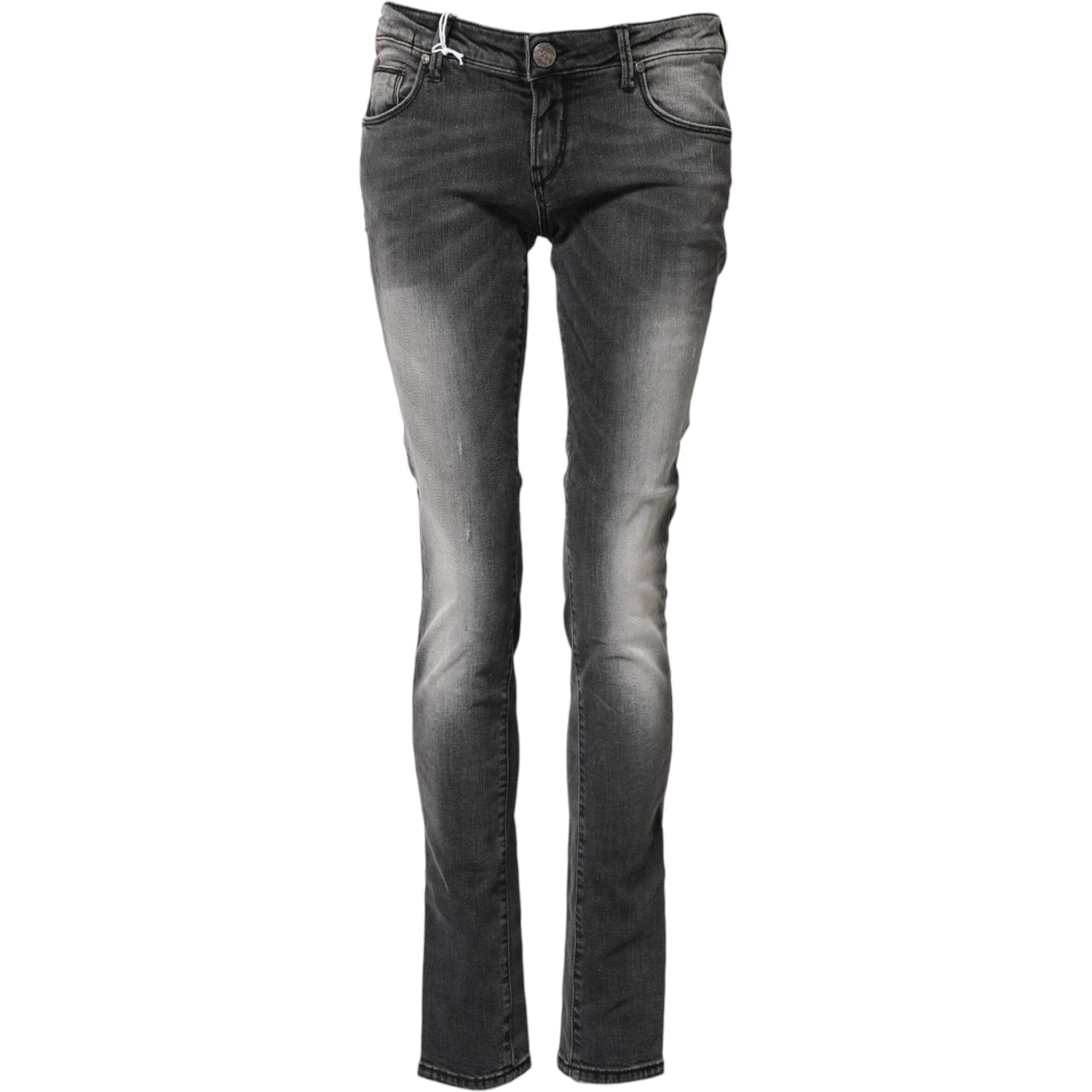 Dark Gray Cotton Slim Fit Denim Low Waist Denim Jeans