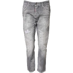 Gray Washed Mid Waist Tapered Jeans