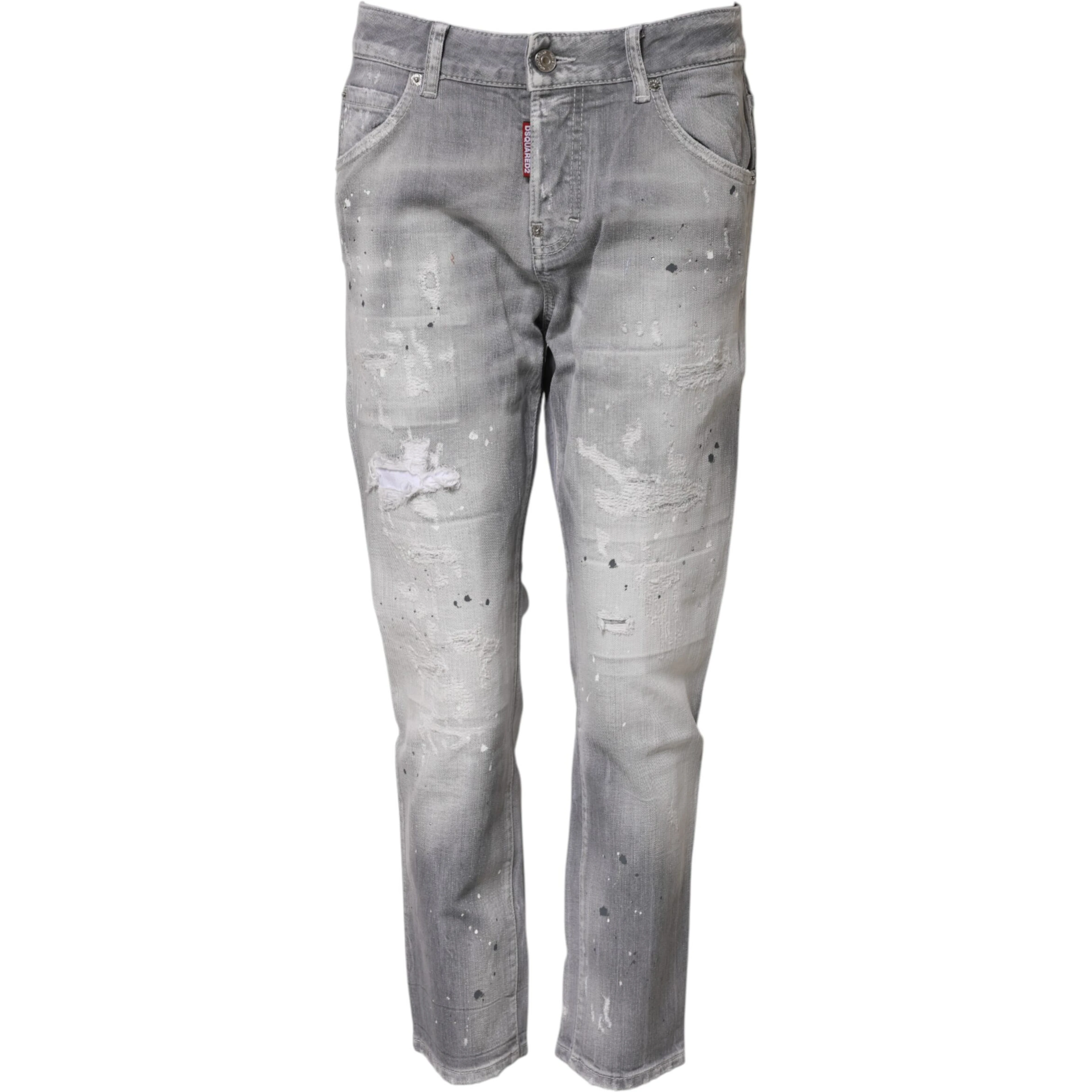 Gray Washed Mid Waist Tapered Jeans