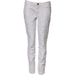 White Cotton Mid Waisted Women Denim Jeans