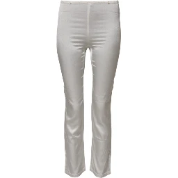 Ivory Silk Tapered High Waist Pants