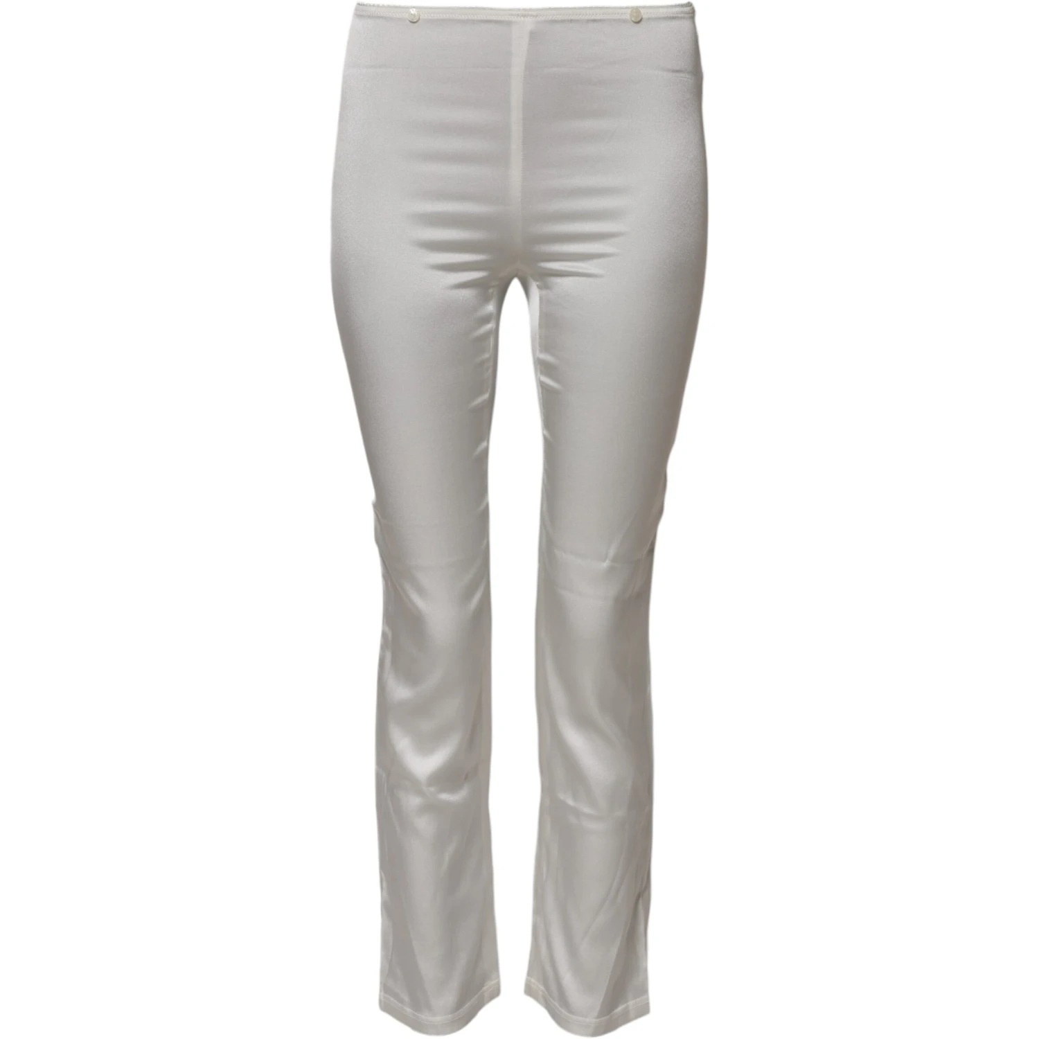 Ivory Silk Tapered High Waist Pants