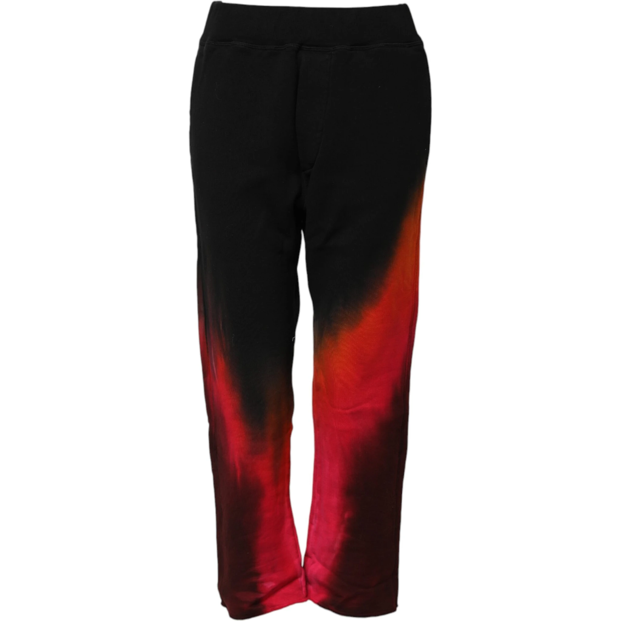 Black Red Cotton Straight Fit Jogger Pants
