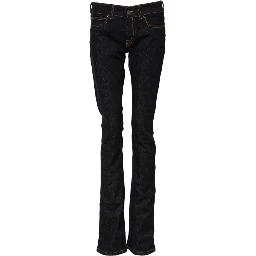 Dark Blue Cotton Mid Waisted Skinny Denim Jeans