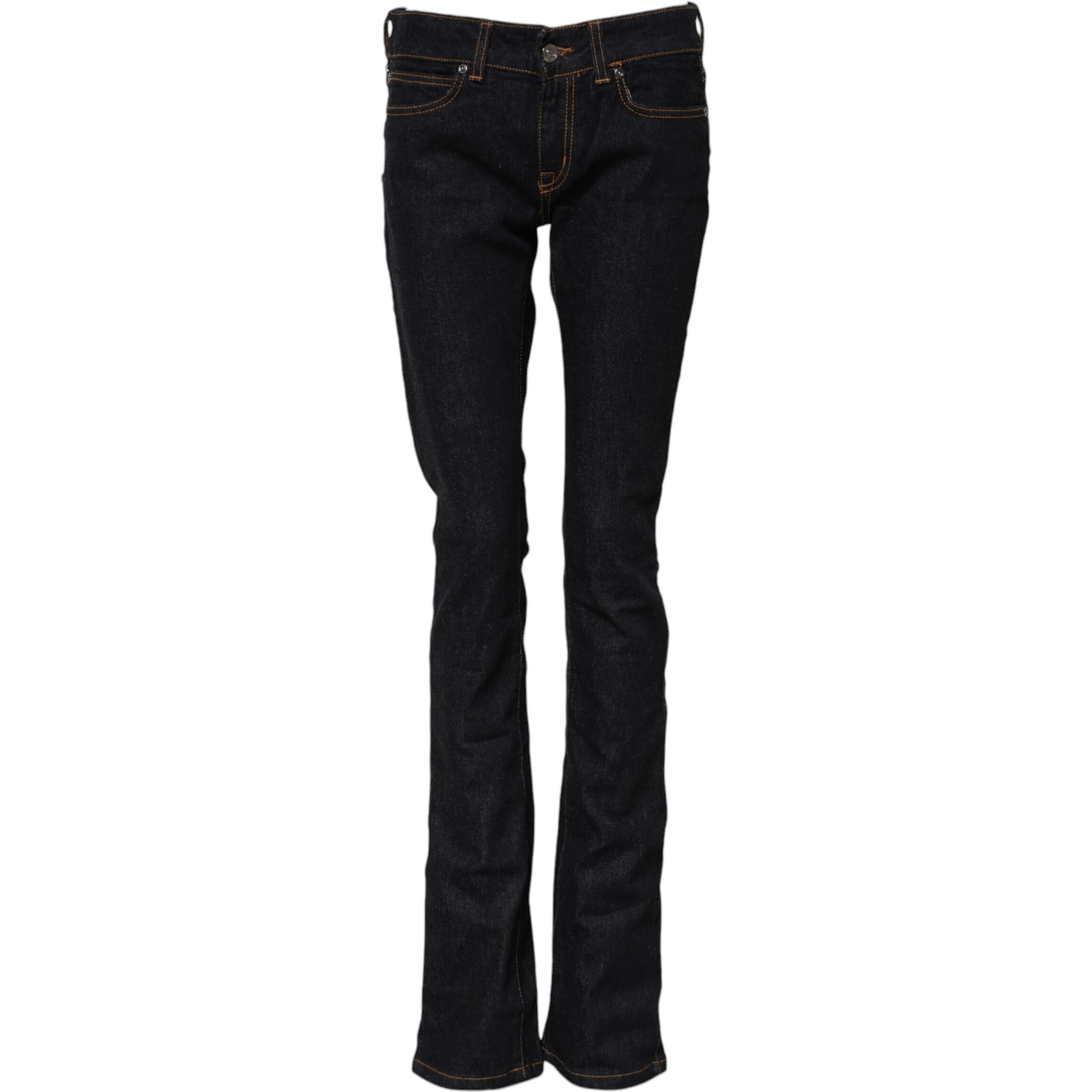 Dark Blue Cotton Mid Waisted Skinny Denim Jeans