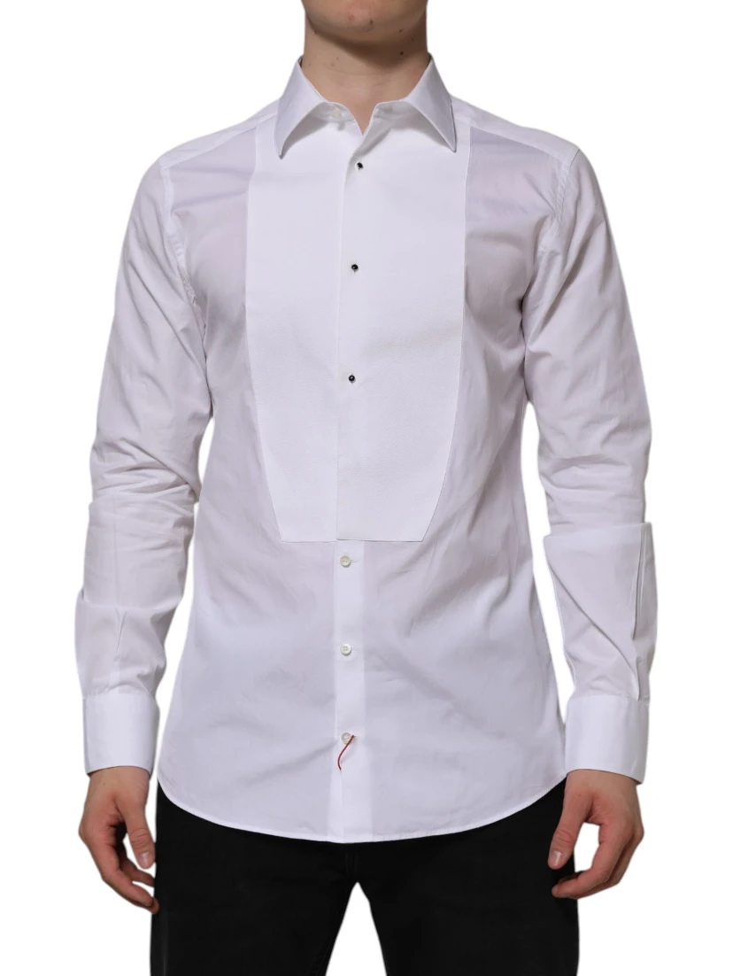 White Bib Cotton Poplin GOLD Formal Shirt