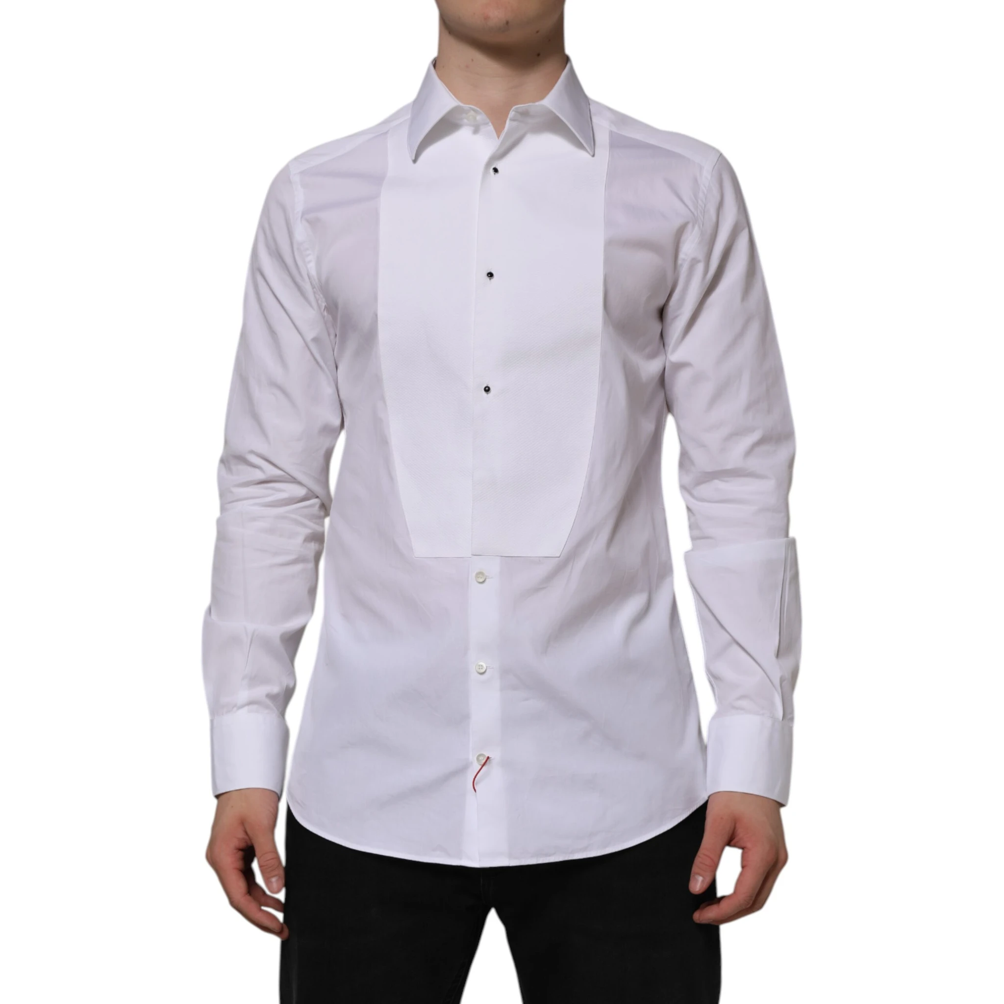 White Bib Cotton Poplin GOLD Formal Shirt