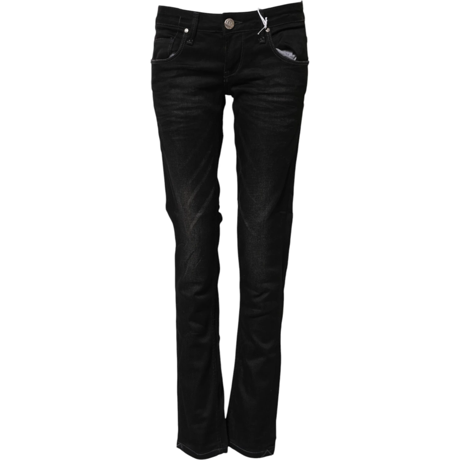 Black Cotton Slim Fit Denim Low Waist Denim Jeans
