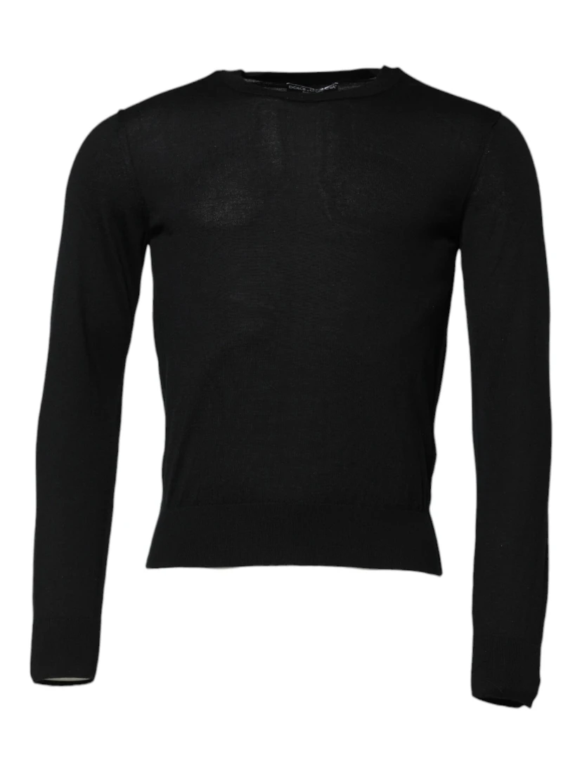 Black Cashmere Crew Neck Long Sleeves T-shirt