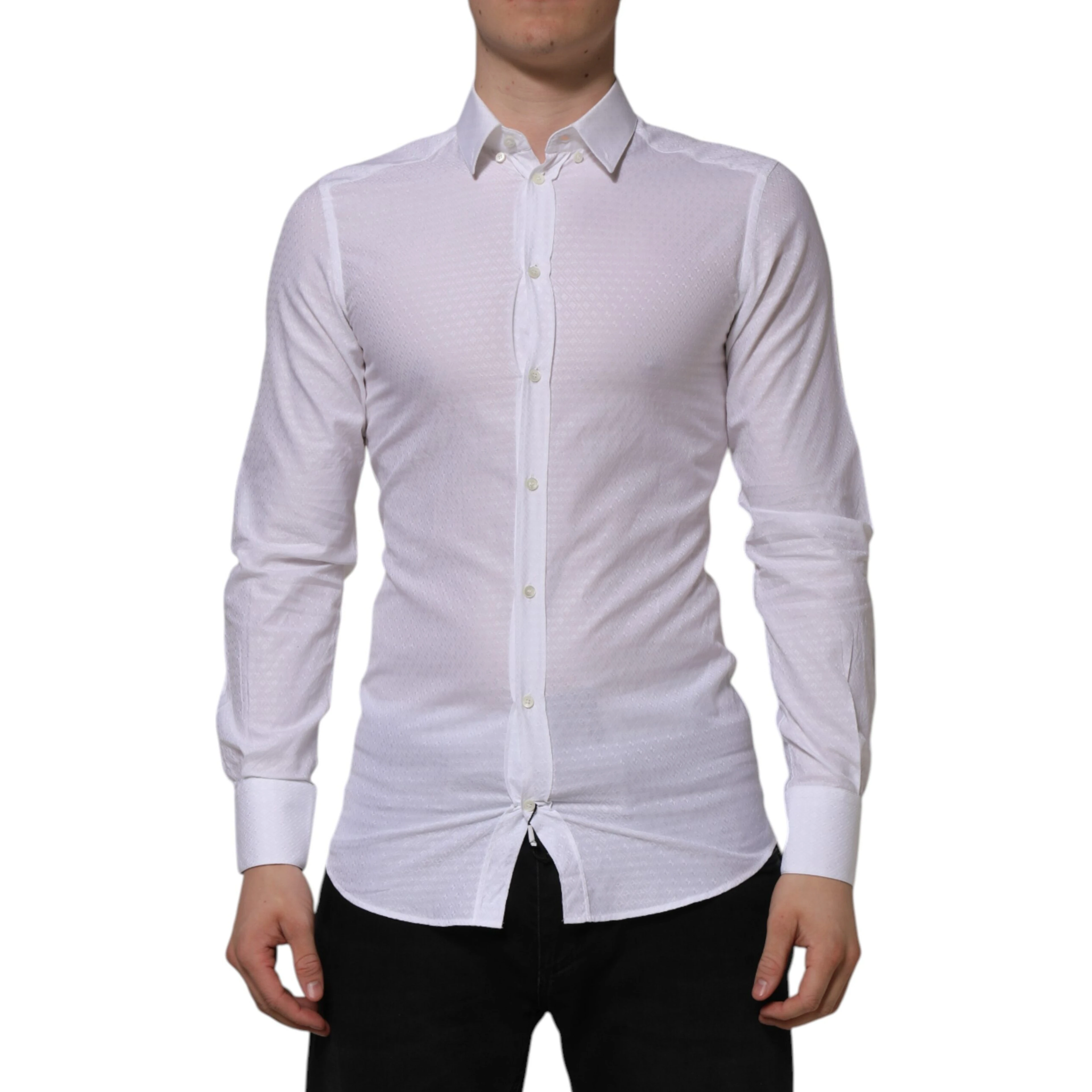 White Cotton GOLD Long Sleeves Formal Shirt