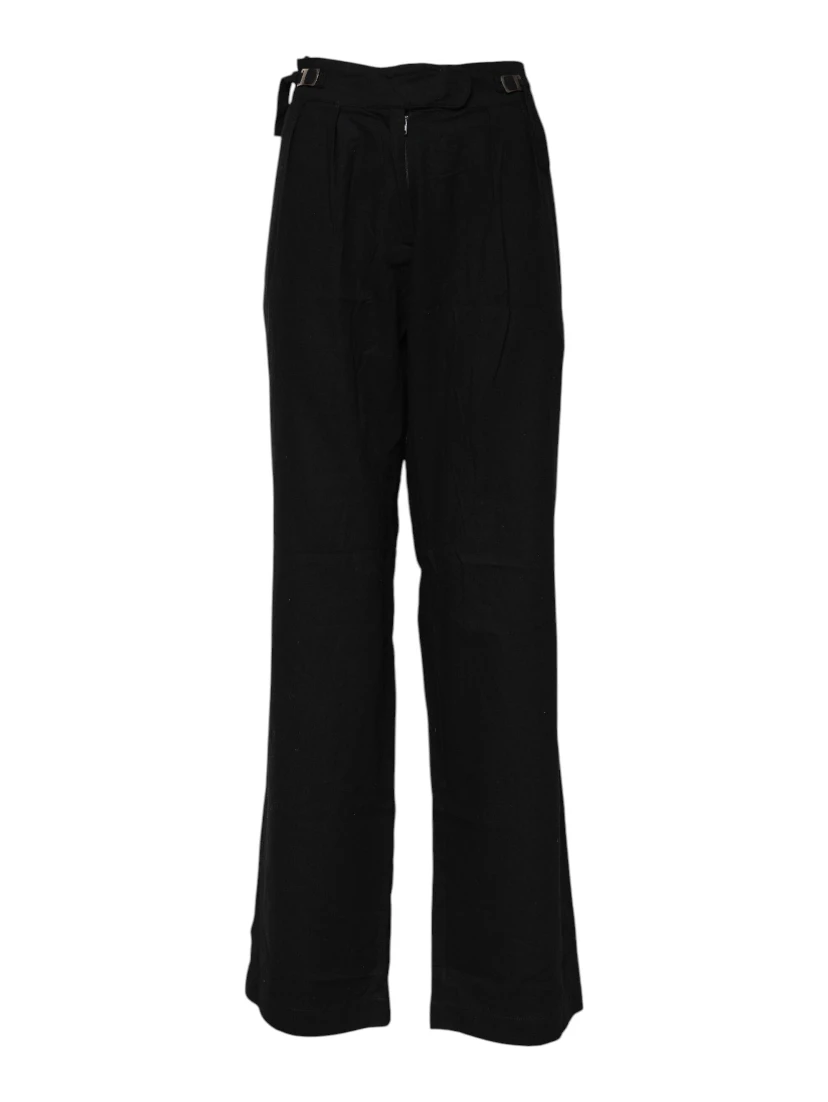 Black Straight Fit High Waist Pants
