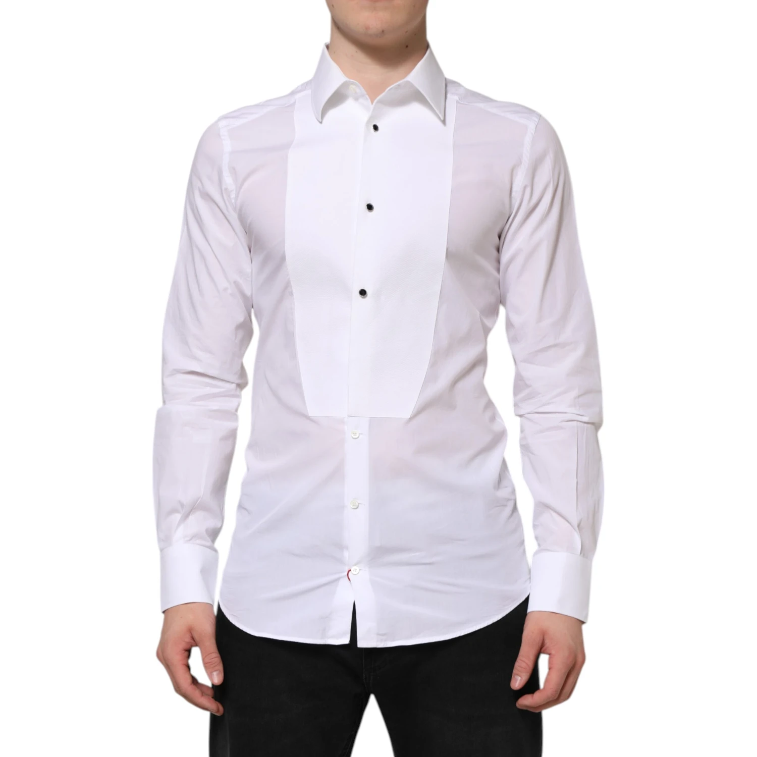White Cotton GOLD Bib Poplin Formal Shirt