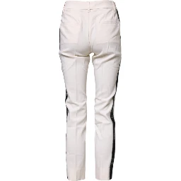 White Wool Tapered High Waist Pants
