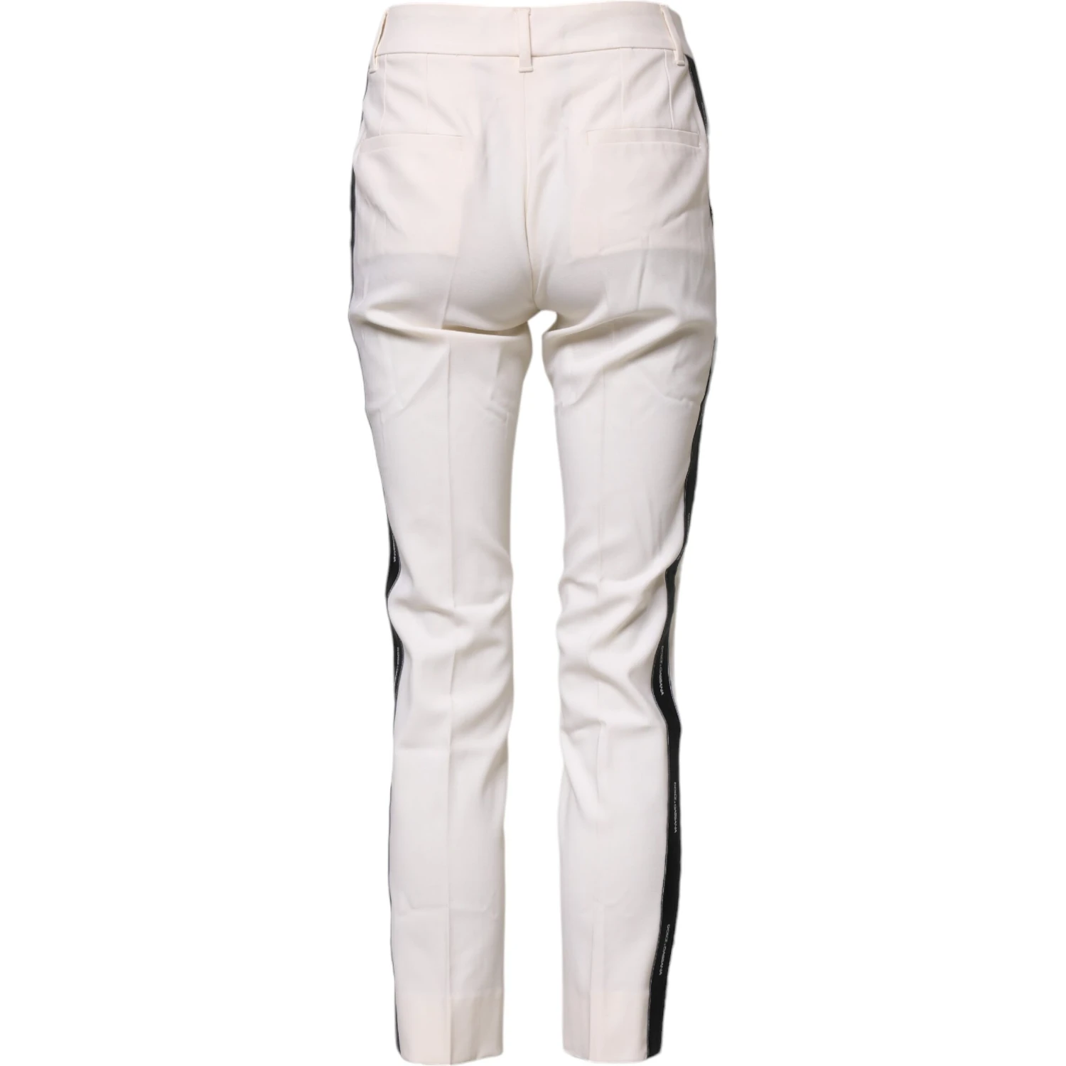 White Wool Tapered High Waist Pants