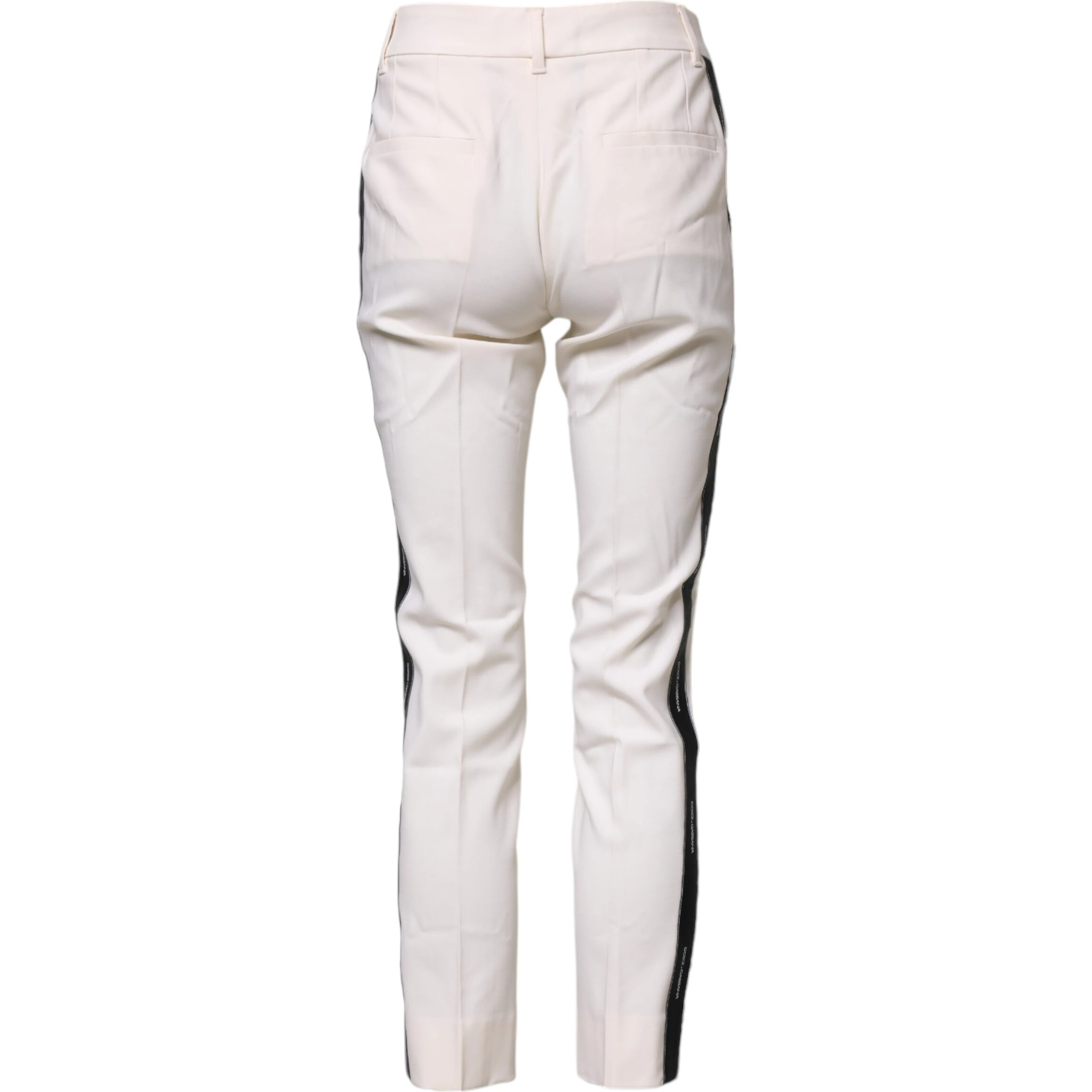 White Wool Tapered High Waist Pants