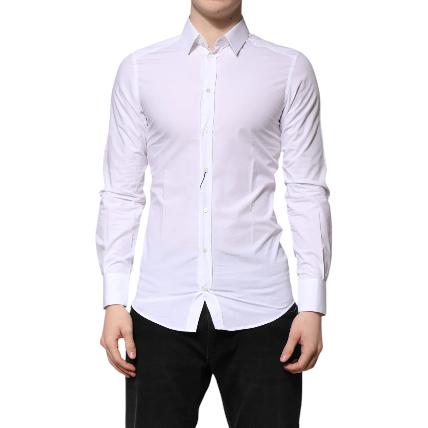 White Cotton GOLD Long Sleeves Formal Shirt