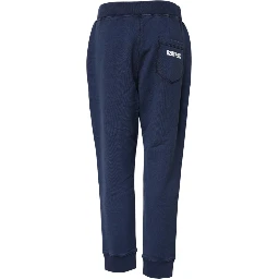 Blue Cotton Mid Waisted Jogger Pants