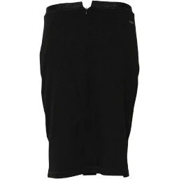 Black Polyester Pencil Cut Knee Length Skirt