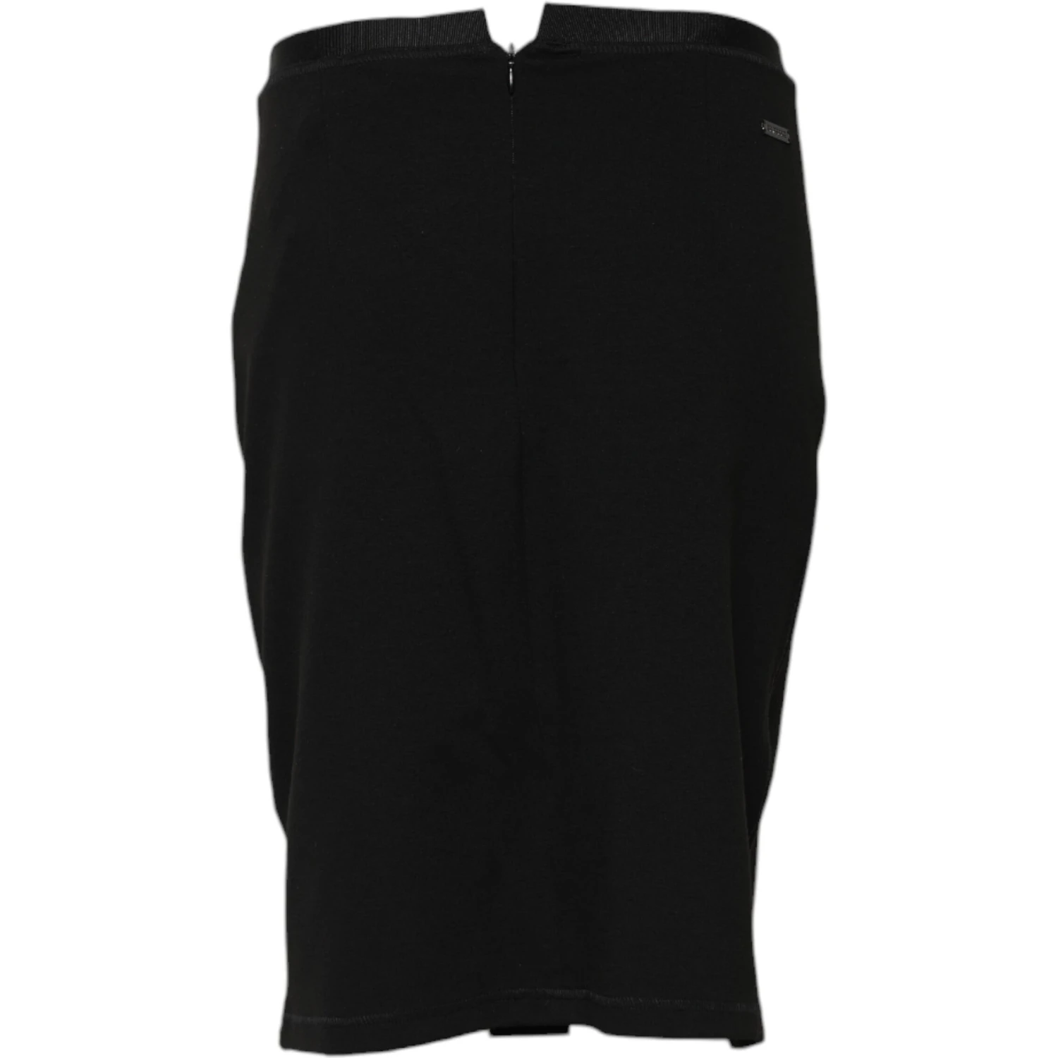 Black Polyester Pencil Cut Knee Length Skirt