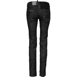 Black Cotton Low Waist Skinny Denim Jeans