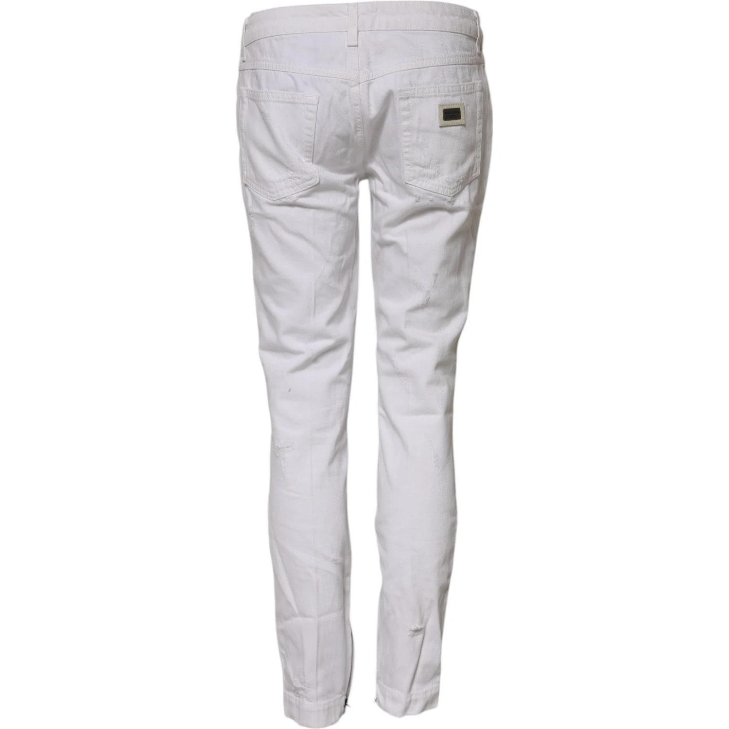 White Cotton Mid Waisted Women Denim Jeans
