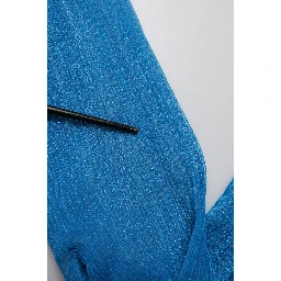 Blue See Through Turtleneck Long Sleeves Top
