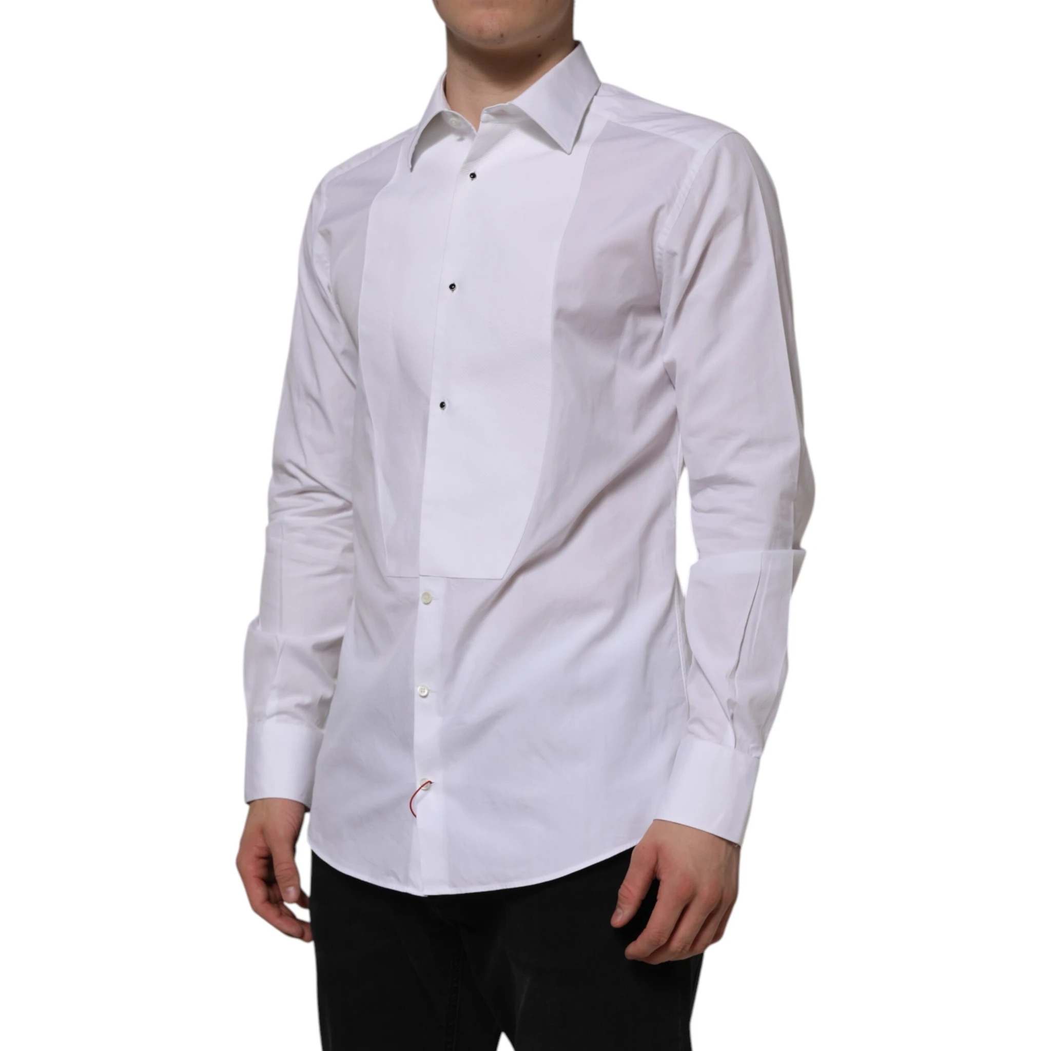 White Bib Cotton Poplin GOLD Formal Shirt