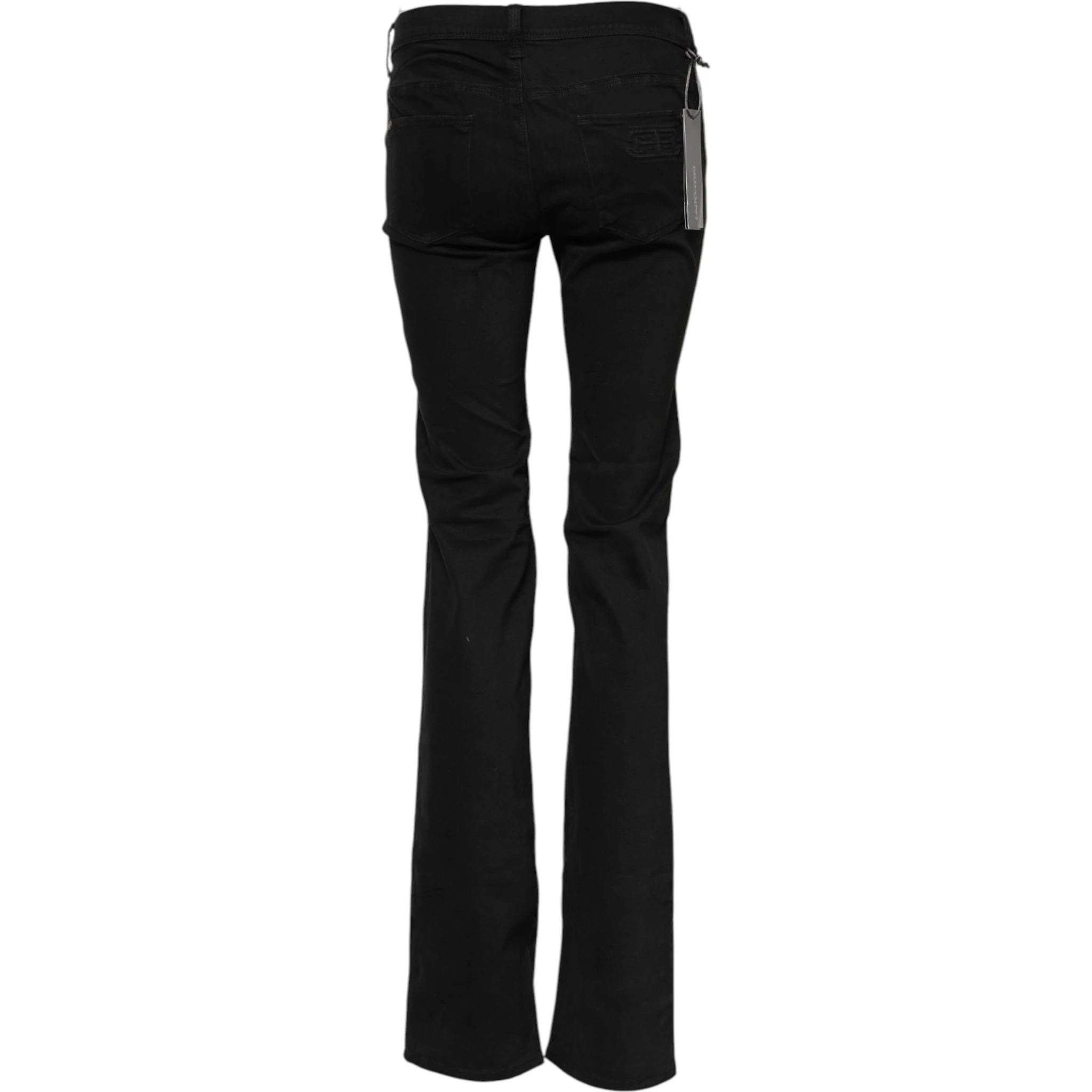 Black Cotton Stretch Flared Bootcut Denim Jeans