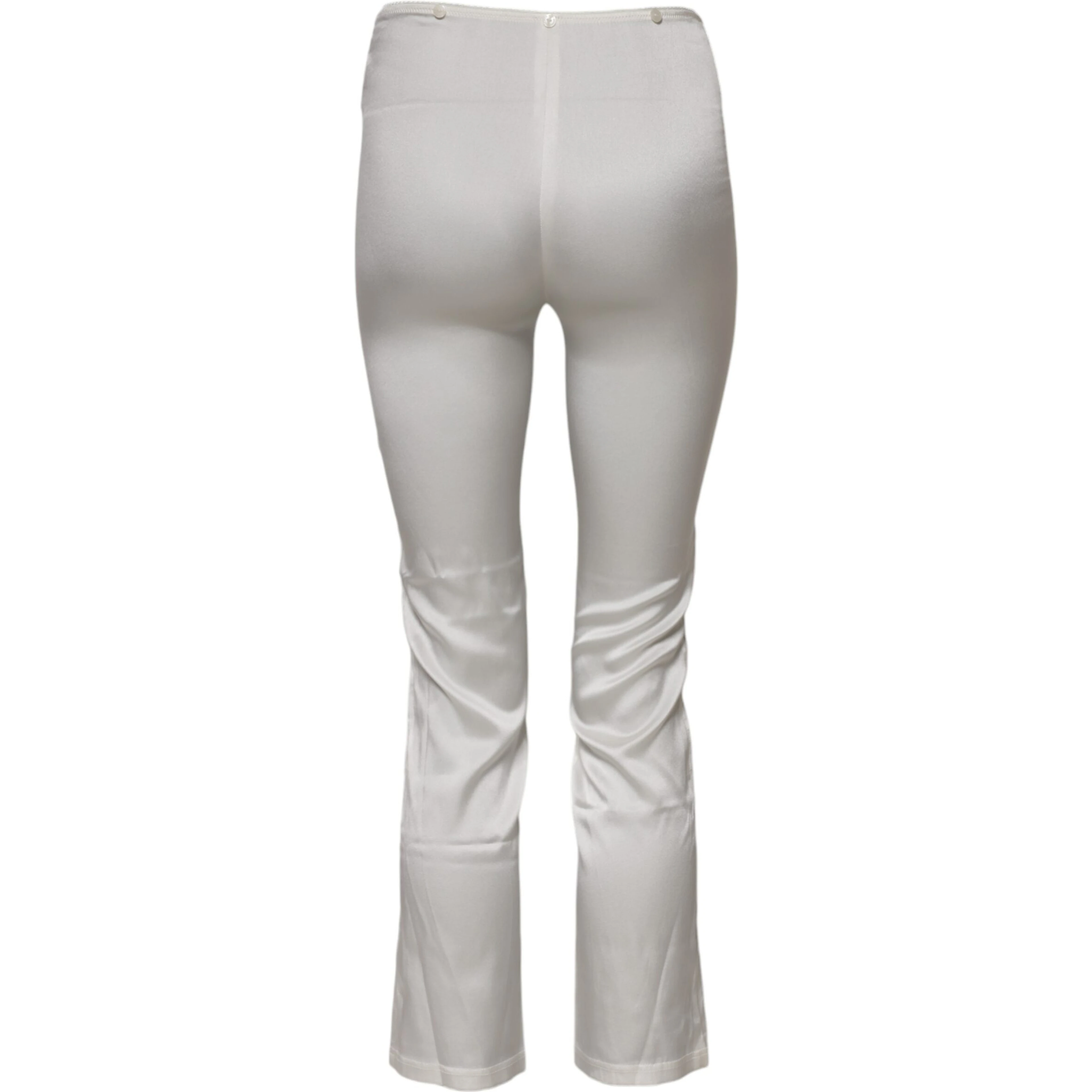 Ivory Silk Tapered High Waist Pants