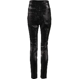 Black Cotton Stretch Silver Lurex Thread Pants