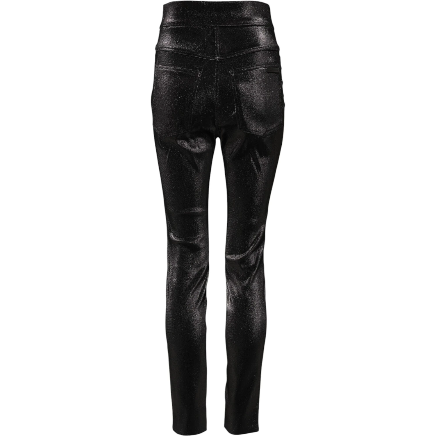 Black Cotton Stretch Silver Lurex Thread Pants