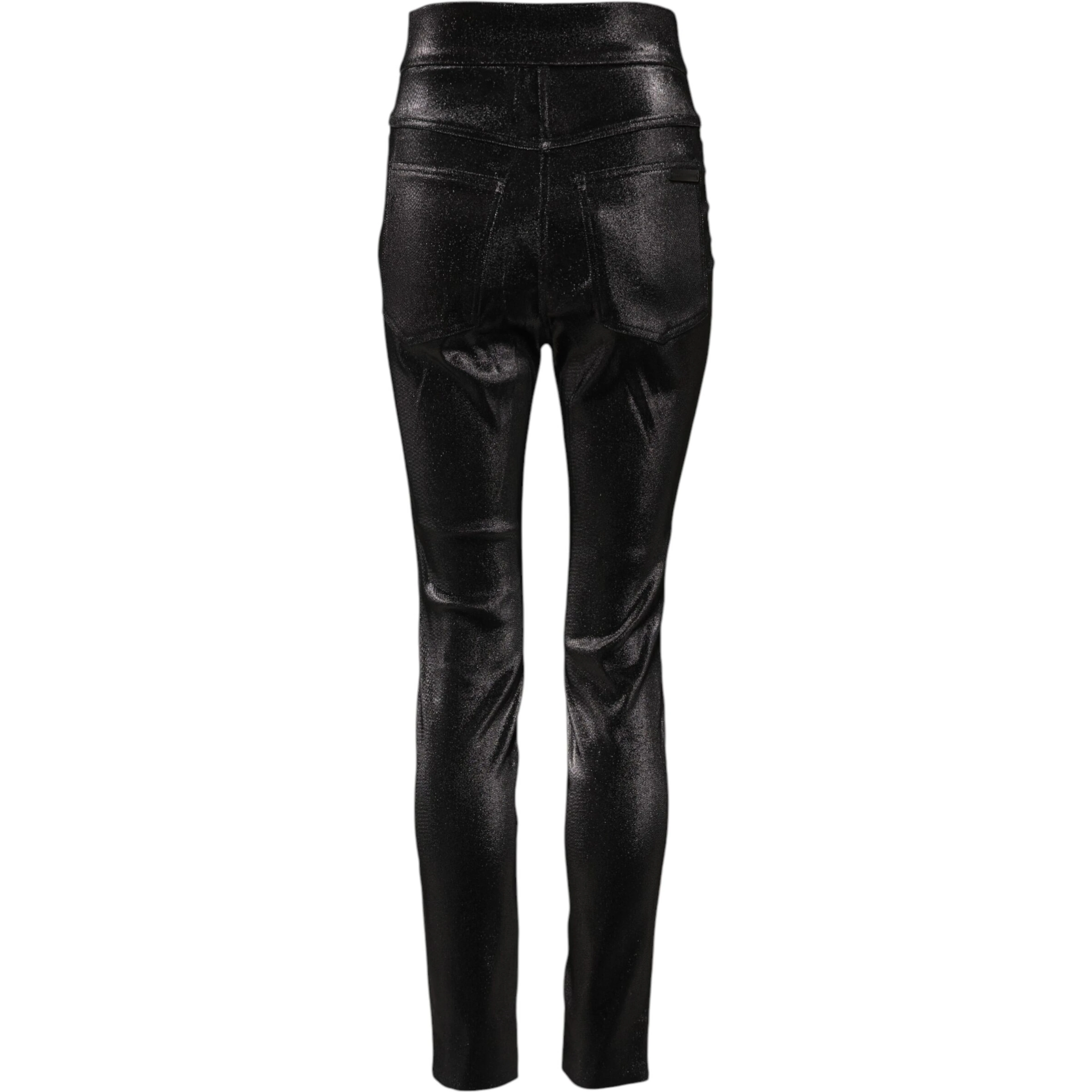 Black Cotton Stretch Silver Lurex Thread Pants