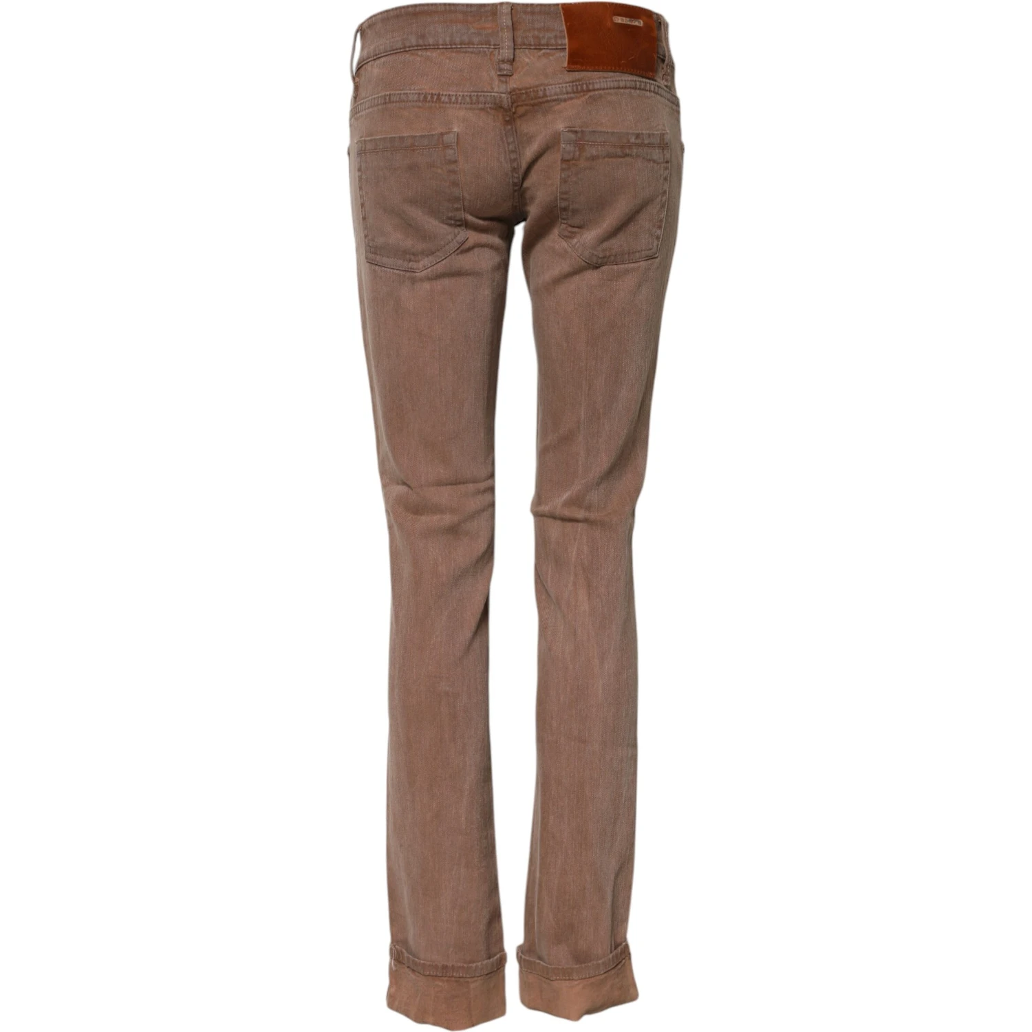 Brown Cotton Slim Fit Denim Low Waist Jeans