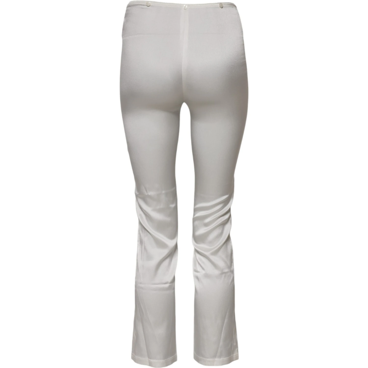 Ivory Silk Tapered High Waist Pants