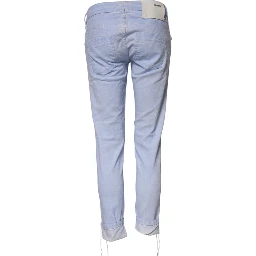 Light Blue Cotton Slim Fit Denim Low Waist Denim Jeans