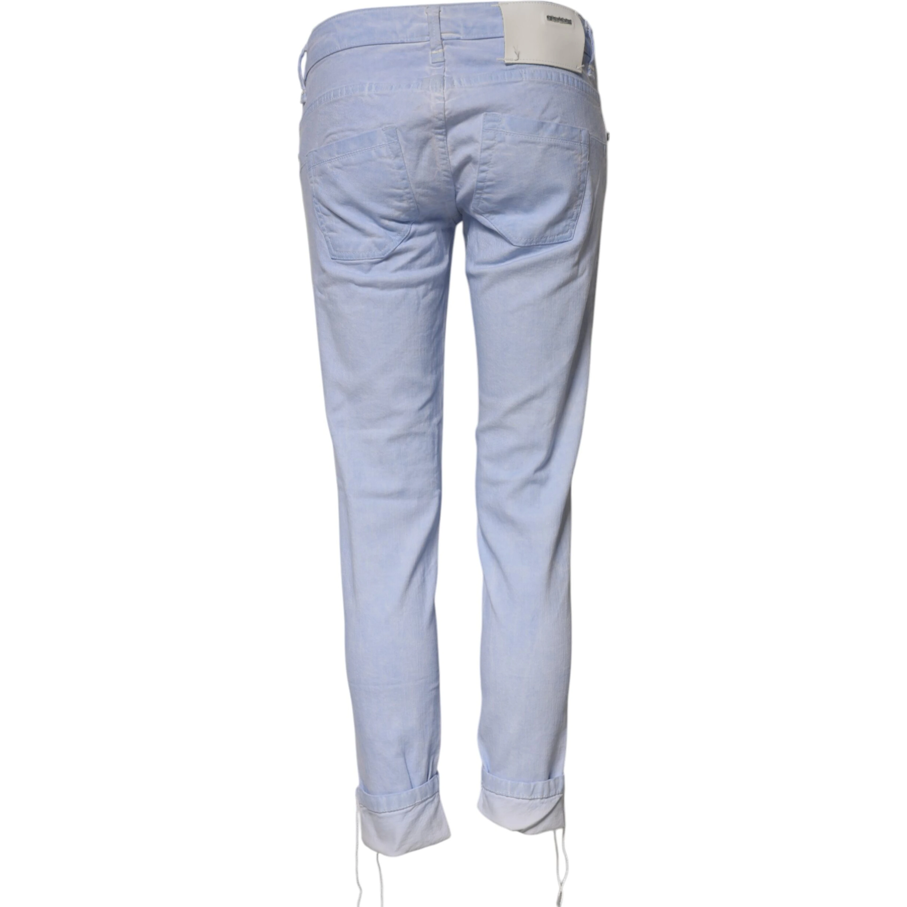 Light Blue Cotton Slim Fit Denim Low Waist Denim Jeans