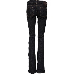 Dark Blue Cotton Mid Waisted Skinny Denim Jeans