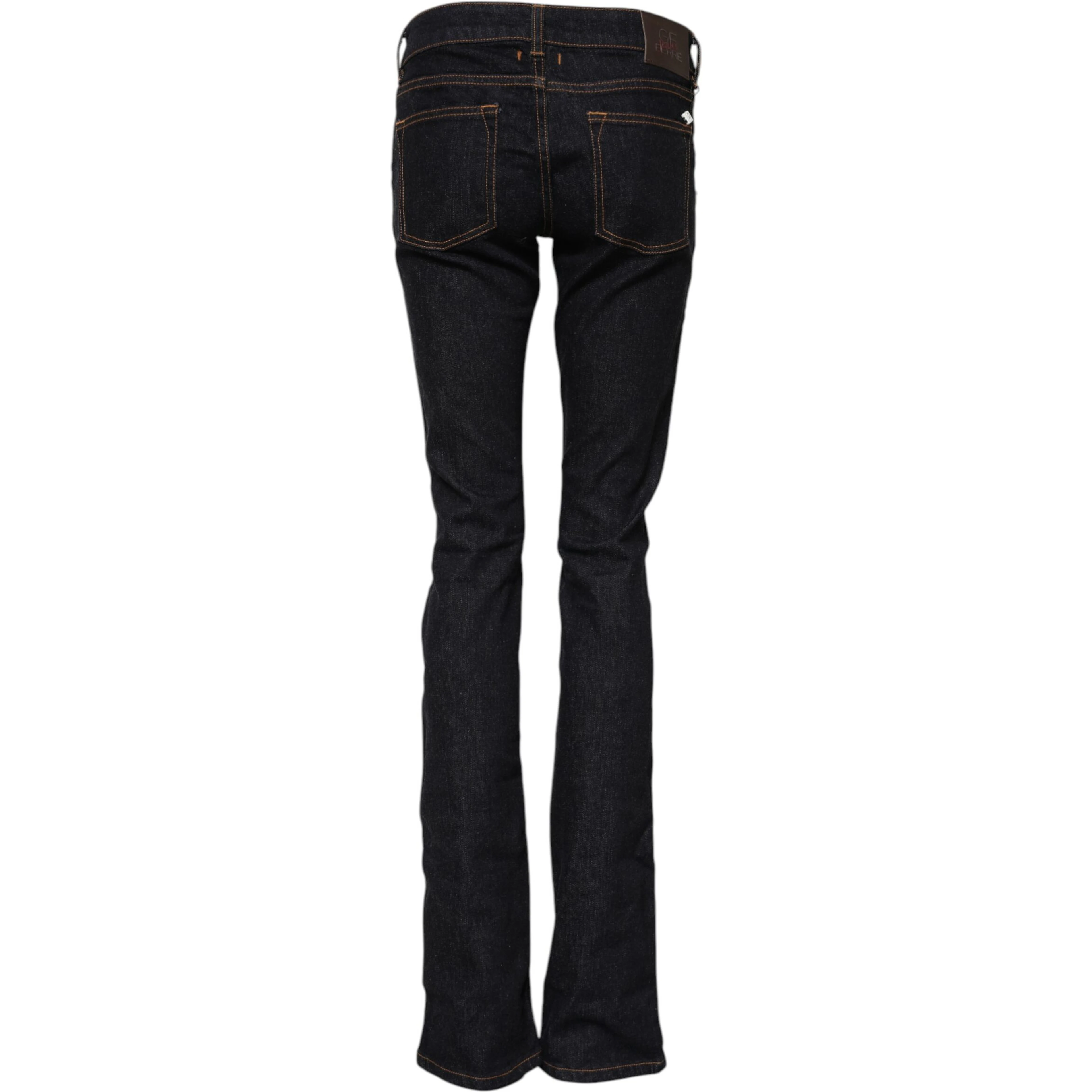 Dark Blue Cotton Mid Waisted Skinny Denim Jeans