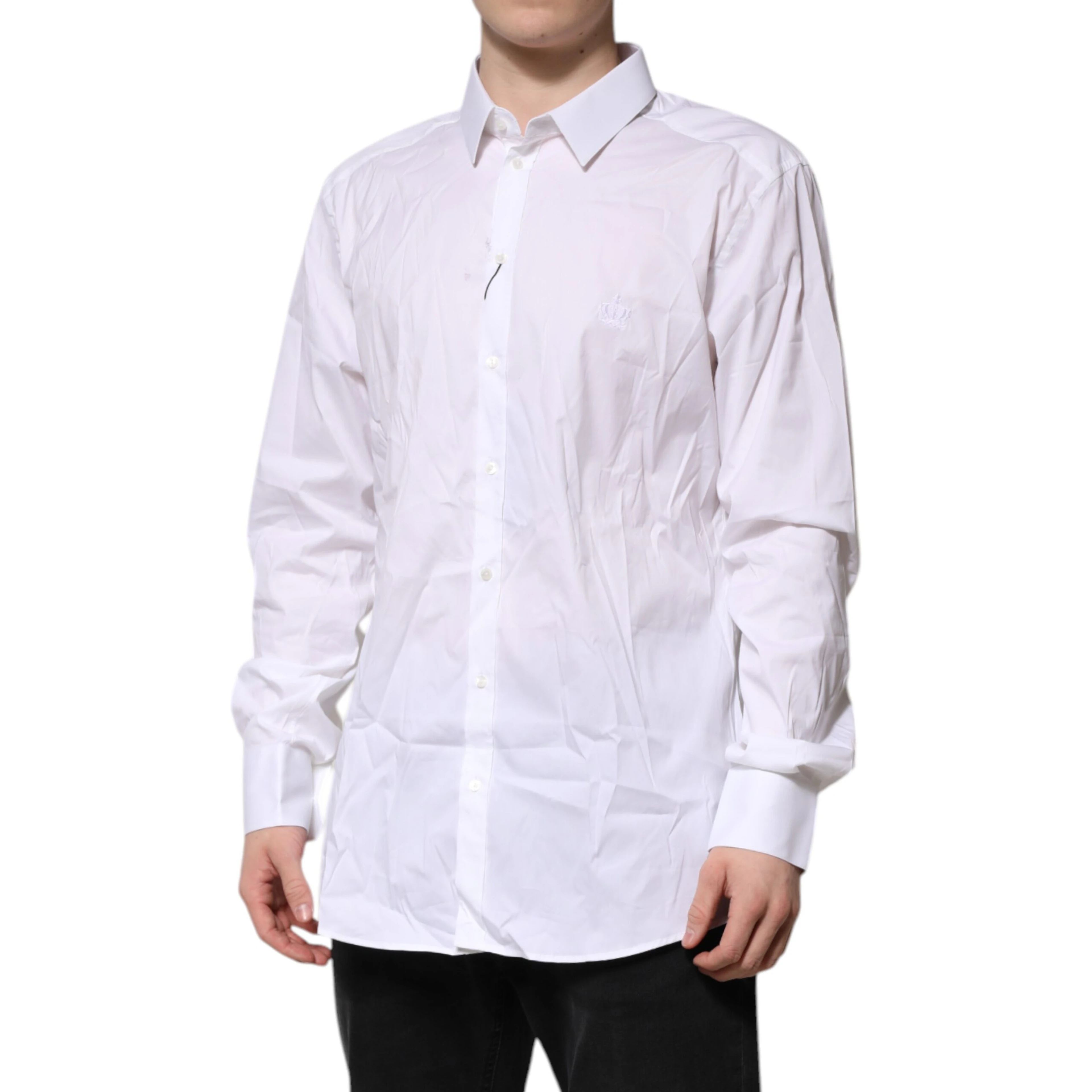 White Cotton GOLD Long Sleeves Formal Shirt