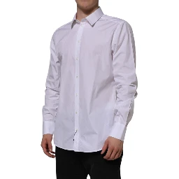 White Cotton GOLD Long Sleeves Formal Shirt