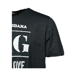 Black Cotton Printed Short Sleeves T-shirt