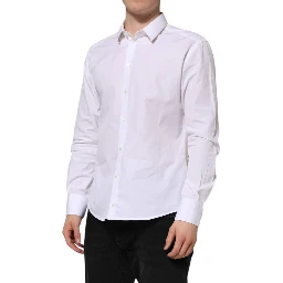 White Cotton Long Sleeves GOLD Formal Shirt