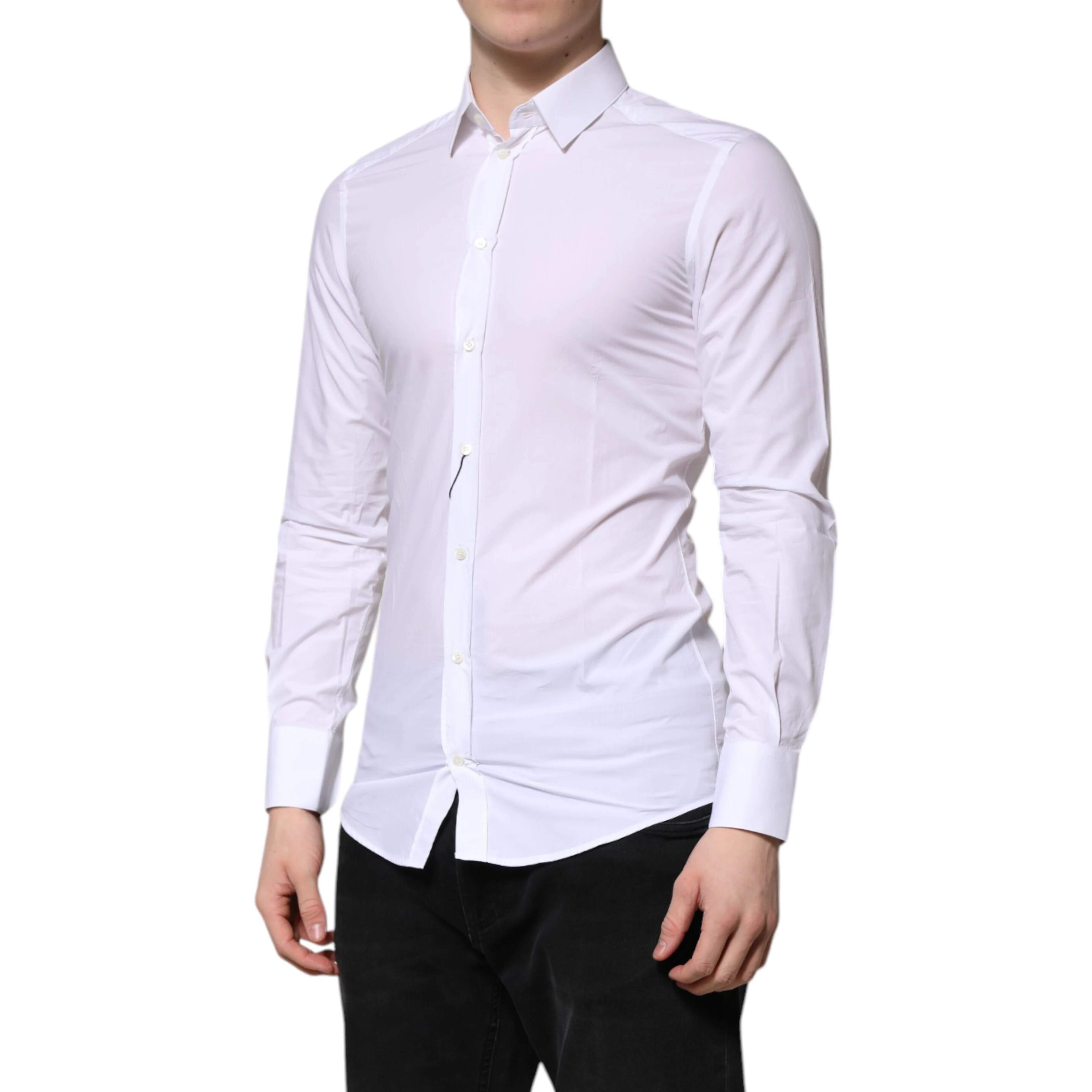 White Cotton GOLD Long Sleeves Formal Shirt