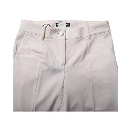 White Wool Tapered High Waist Pants